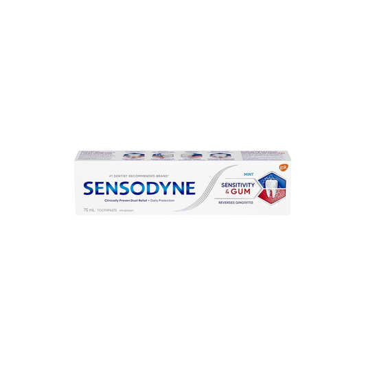 Sensodyne Sensitivity and Gum Mint Toothpaste, Strengthens and Protects Sensitive Teeth and Gums, 75 mL