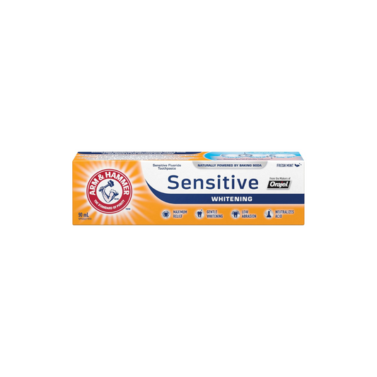 ARM & HAMMER Toothpaste, Sensitive Whitening - Fluoride Anticavity, Maximum Relief, Low Abrasion, Gentle Whitening, 90 mL