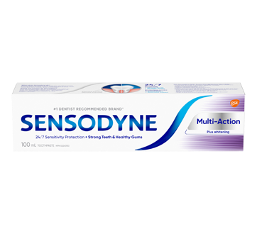 Sensodyne Multi-Action Toothpaste, Strengthens and Protects Sensitive Teeth,100mL (Packaging May Vary)