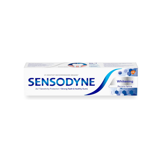 Sensodyne Whitening & Tartar toothpaste, Strengthens Protects and Whitens Sensitive Teeth, 100 mL (Packaging May Vary)