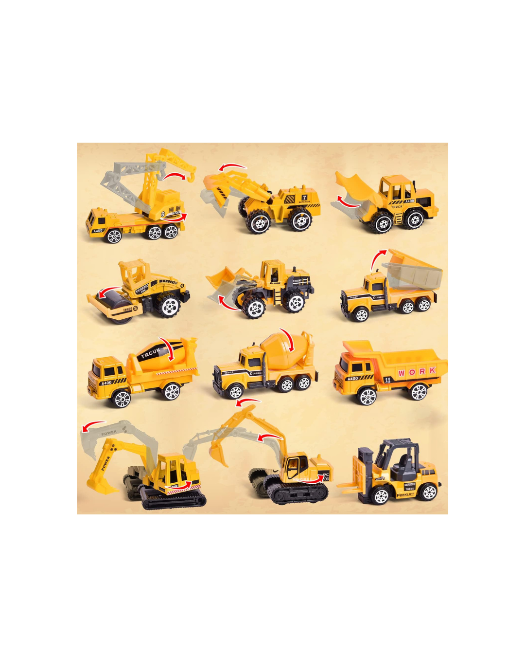 12 in 1 Construction Truck Toys Set for Toddlers, Carrier Truck with 12 Mini Cars for Kids,Transport Trucks Toy Age 3-7