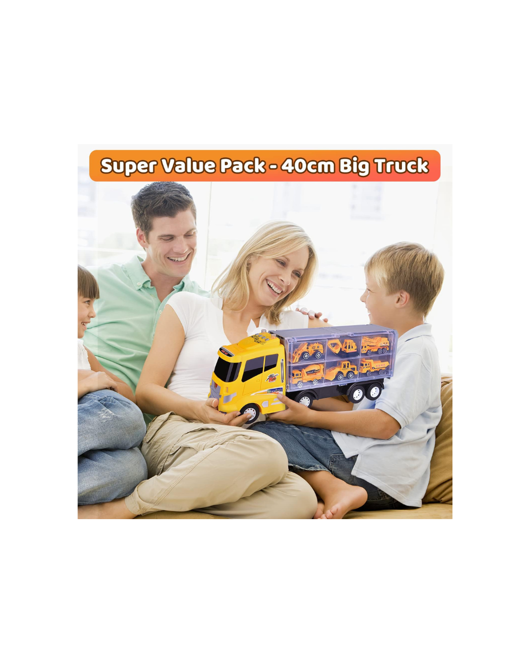 12 in 1 Construction Truck Toys Set for Toddlers, Carrier Truck with 12 Mini Cars for Kids,Transport Trucks Toy Age 3-7