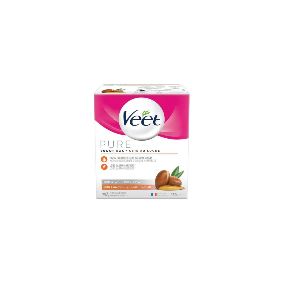 Veet® PURE Sugar Wax Kit for Body & Face with Argan Oil, 250 mL, 250mL