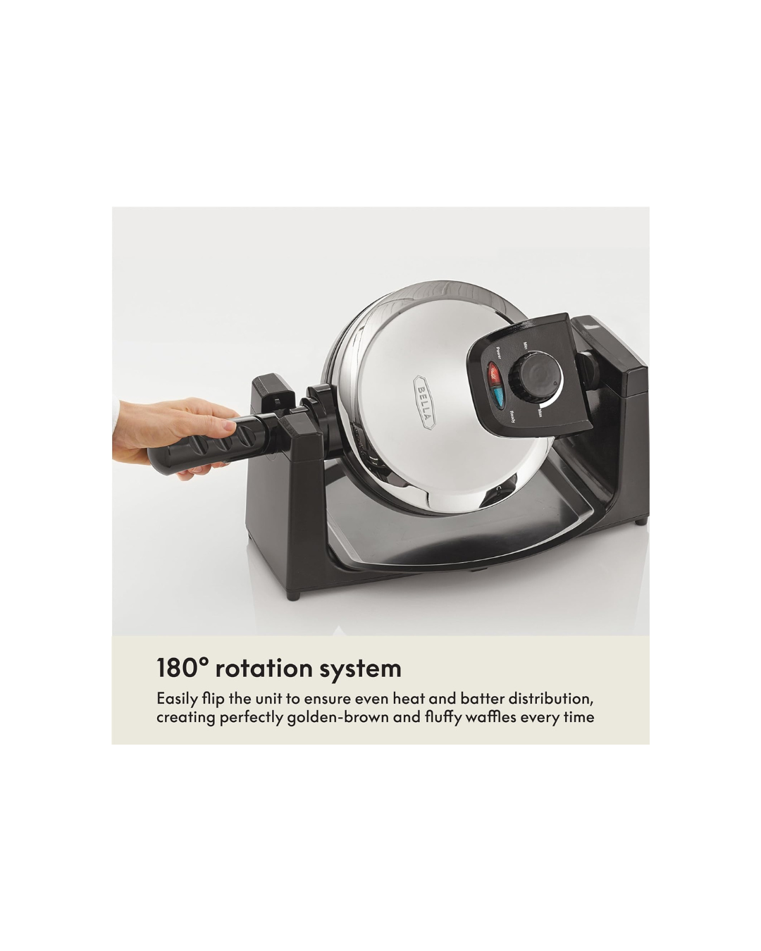 Bella Rotating Belgian Waffle Maker with Nonstick Plates, Removable Drip Tray, Adjustable Browning Control and Cool Touch Handles, Stainless Steel